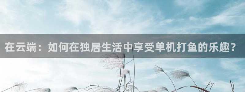 凯发k8官网下载是手机：在云端：如何在独居生活中享受单机打鱼
